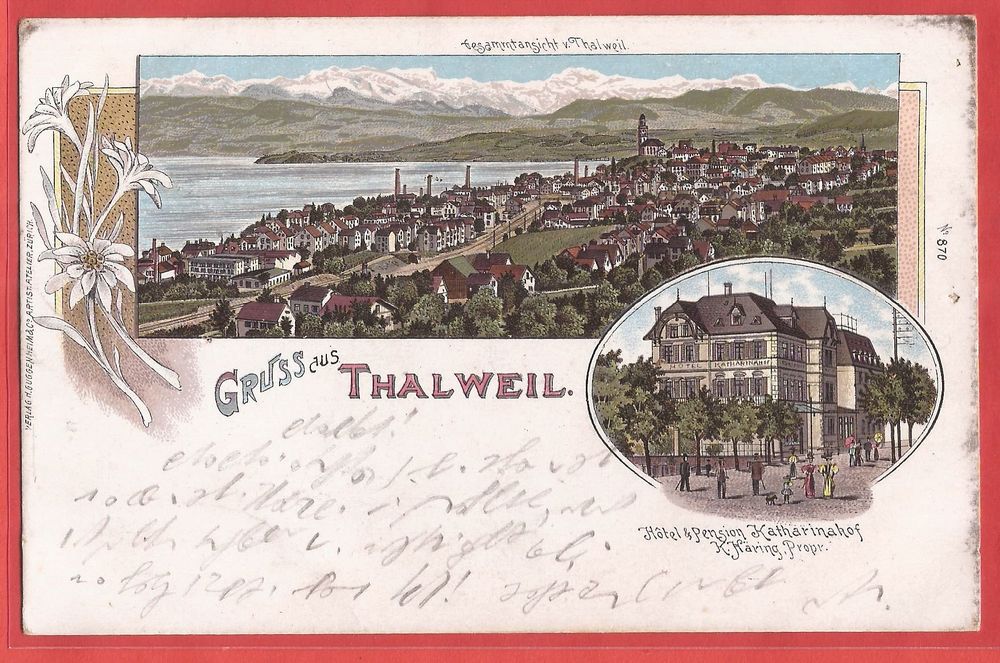 Thalwil mit Hotel Katharinahof - Litho 1901 (Gebraucht) in Fislisbach ...