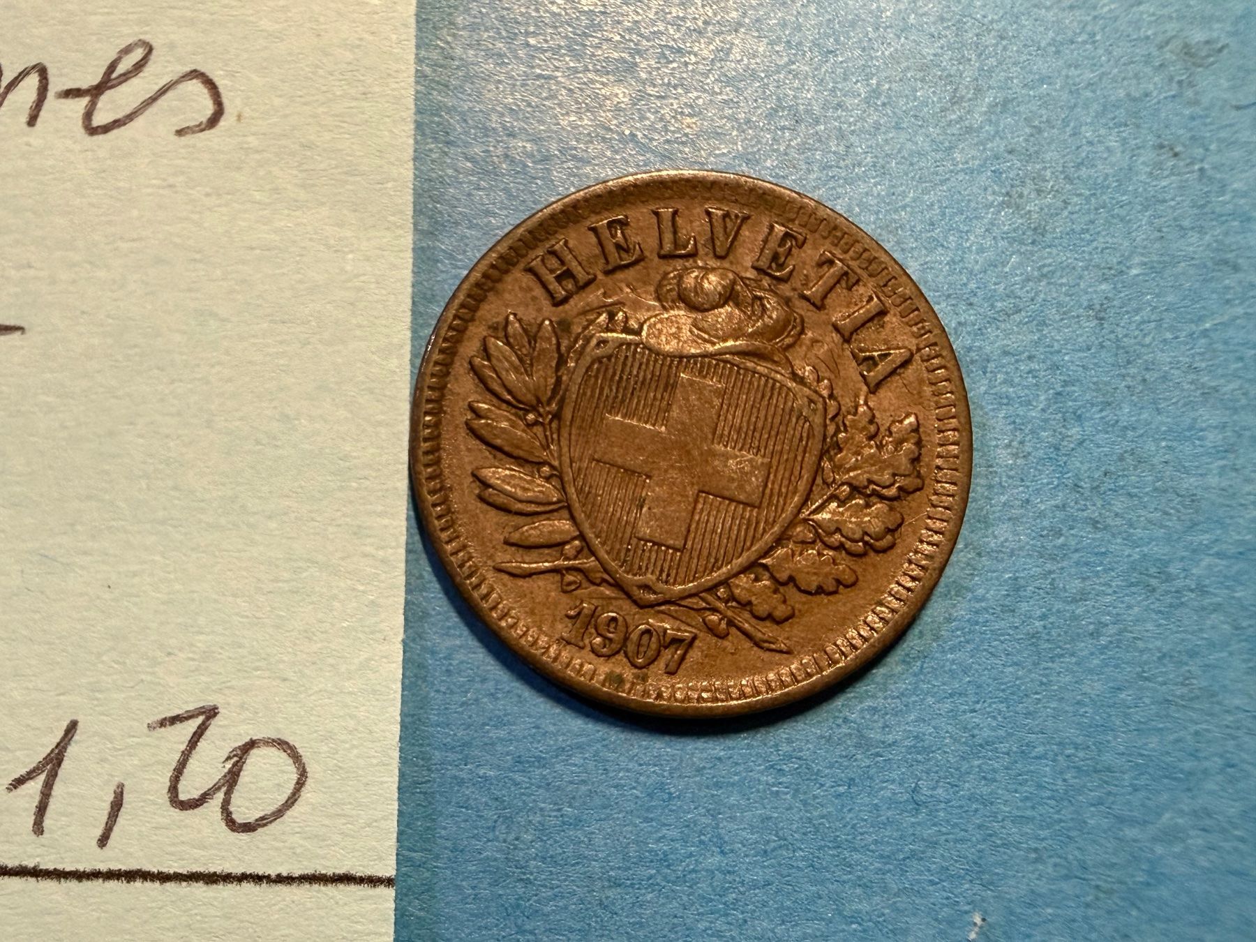 Tutti le monete: SUISSE : 2 CENTIMES 1907 – Usato da genève venduto da GEnumist 1