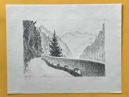 Original Lithographie von G. Francois, Col du Pillon