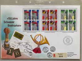 FDC Grossbrief 150 Jahre Schweizer Briefmarken 1993 ET