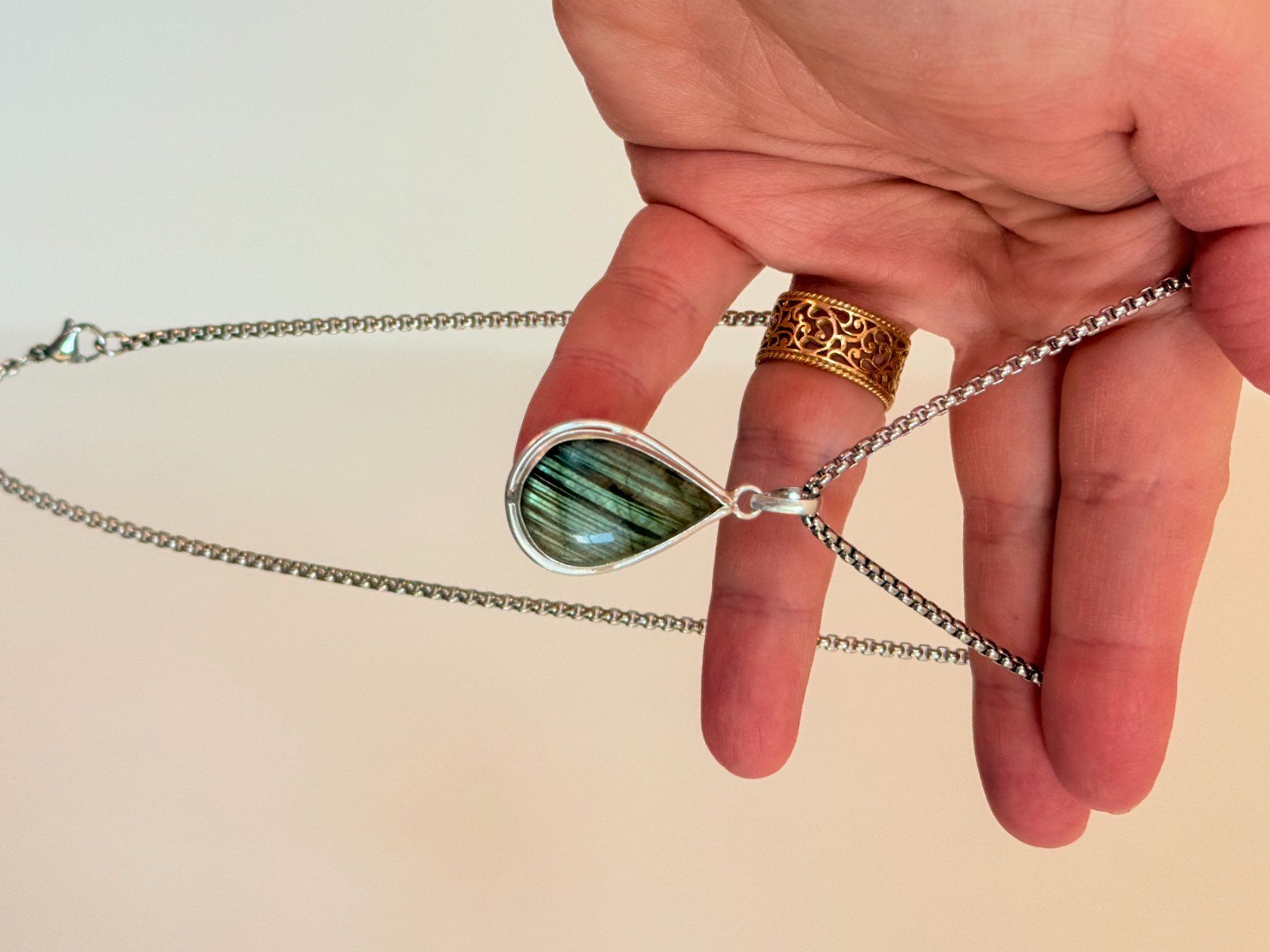Catenine: Superbe collier Labradorite, neuf! – Nuovo e nell'imballaggio originale da Genève venduto da AGBERG 7