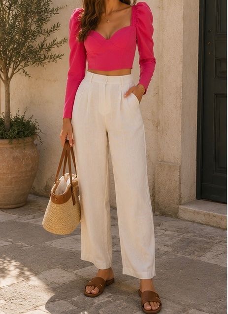 Zara Top: Zara Crop Top Pink mit Puffärmel – Nuovo (secondo la descrizione) da Zürich venduto da di_archive 1