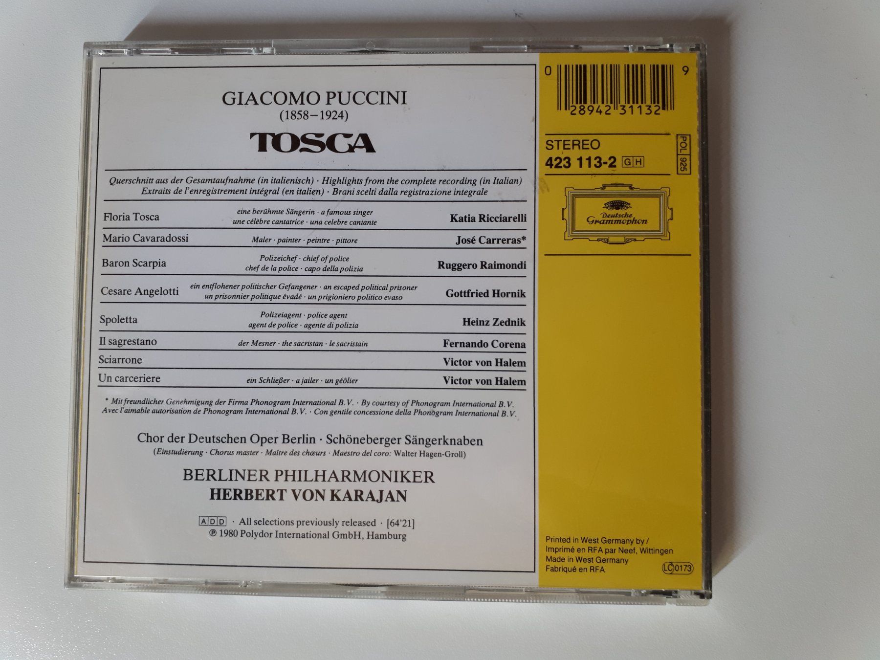 CD: Puccini Tosca - Berliner Philharmoniker, Herbert Karajan – Usato da Dietikon venduto da Buchantiqdietikon 1