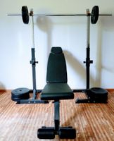 Homegym - Hantelbank mit Gewichten