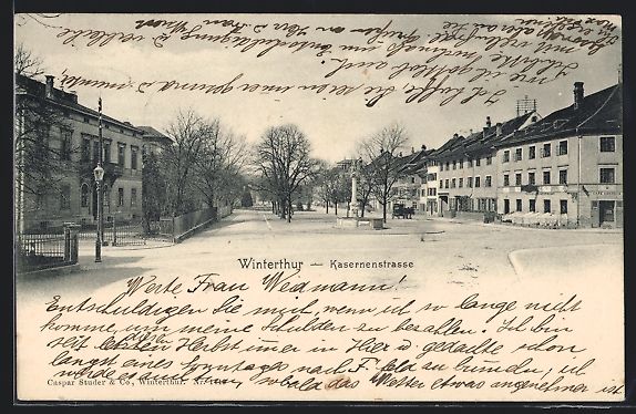 Cartoline postali: AK Winterthur, Kasernenstrasse, 1903 – Usato da Berlin venduto da bartko-reher