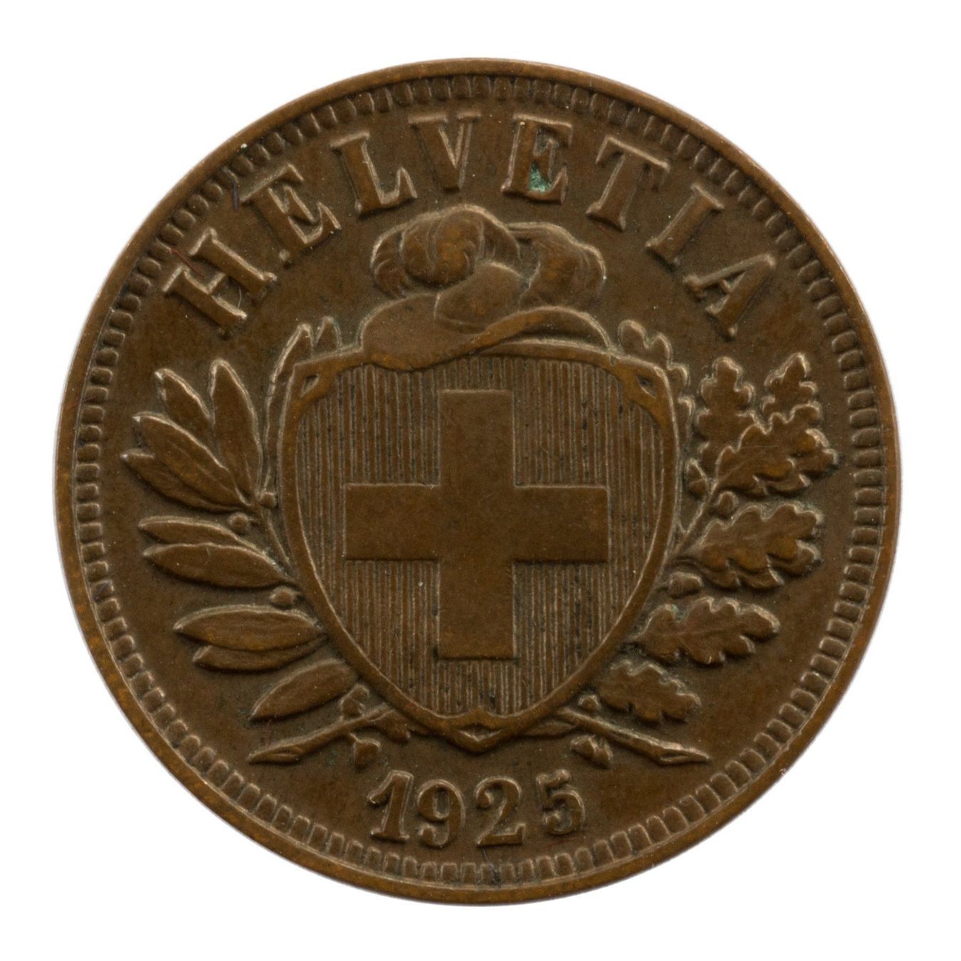 Tutti le monete: Schweiz / Suisse - 2 Rappen - 1925 – Usato da Rotkreuz venduto da Swiss-Coins