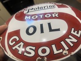 Standard Oil Polarine Emailleschild rund gebrauchter Zustand