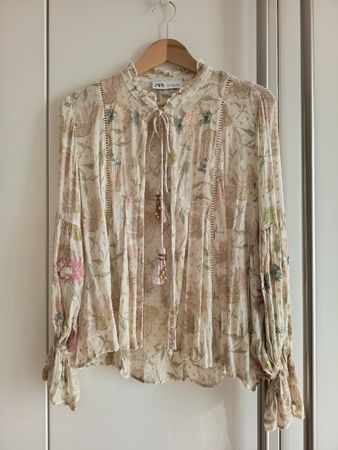 Blouse Floral Print and Embroidered