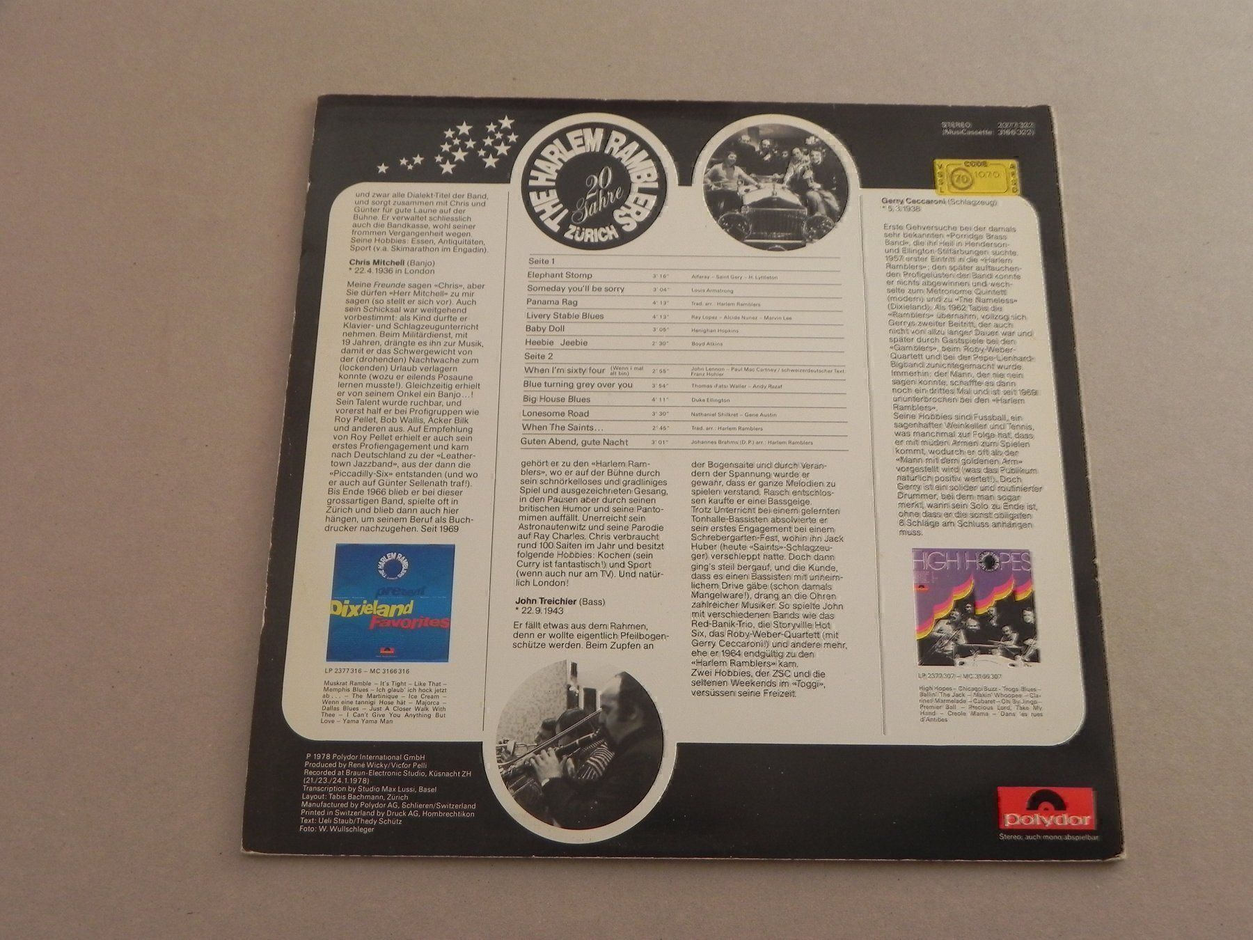 Dischi in vinile: LP CH Jazz The Harlem Remblers 1978 – Usato da Siebnen venduto da krimsie 1