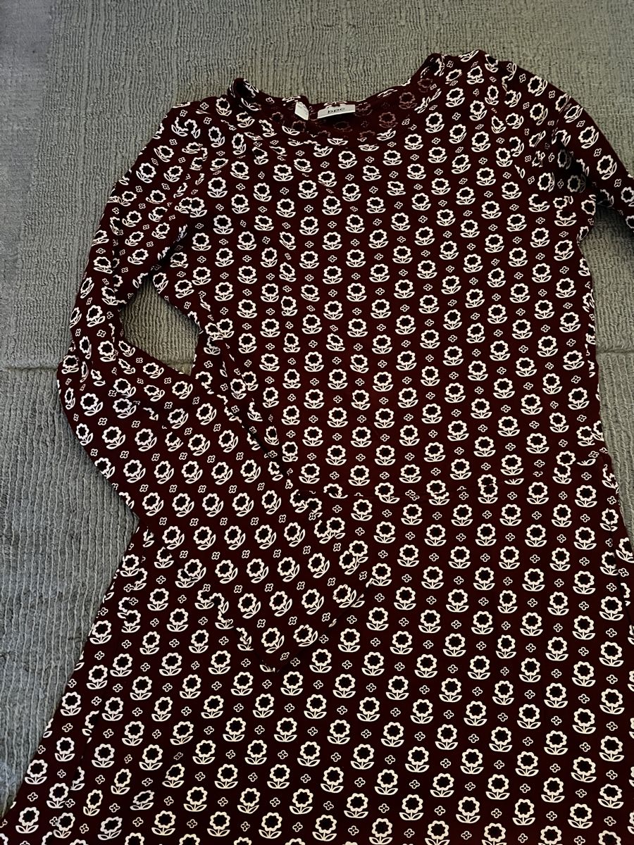 Vestiti & Gonne: Bordeaux Kleid mit Blumenmuster, Grösse 164 / 170 – Usato da Bern venduto da fla_yj25 4
