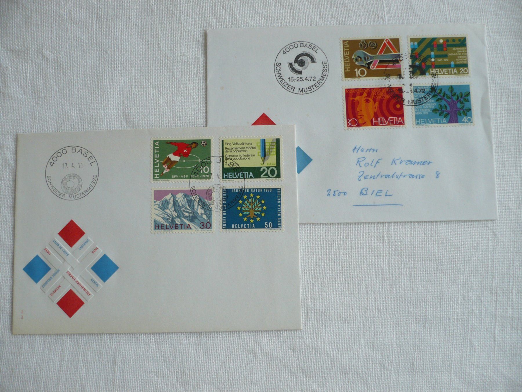 Tutti i francobolli: 1971 / 72 2 Belege MUBA – Usato da Zürich venduto da saltandpepper008