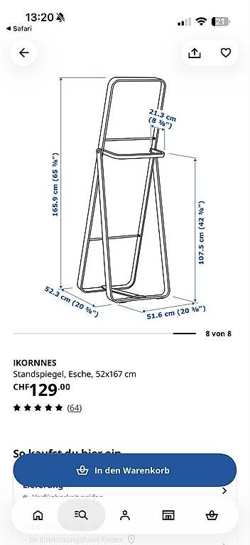 Specchi: Standspiegel IKEA – Nuovo e nell'imballaggio originale da Dietikon venduto da Cile5340 1