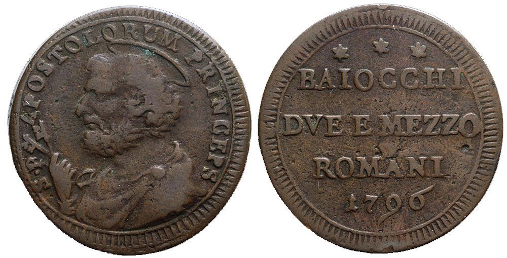 Tutti le monete: Italien, Rom, 2.5 Baiocchi 1796 – Usato da Chiasso venduto da Novamarketing