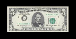USA FEDERAL RESERVE $5 dollars 1963A UNC