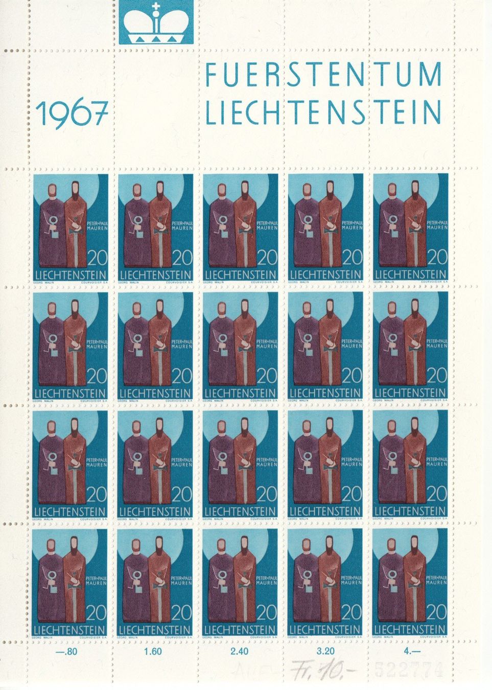 Alle Briefmarken: LBK 422 - 430 Bogen postfrisch – Gebraucht aus Bürglen TG von StampGraf 2
