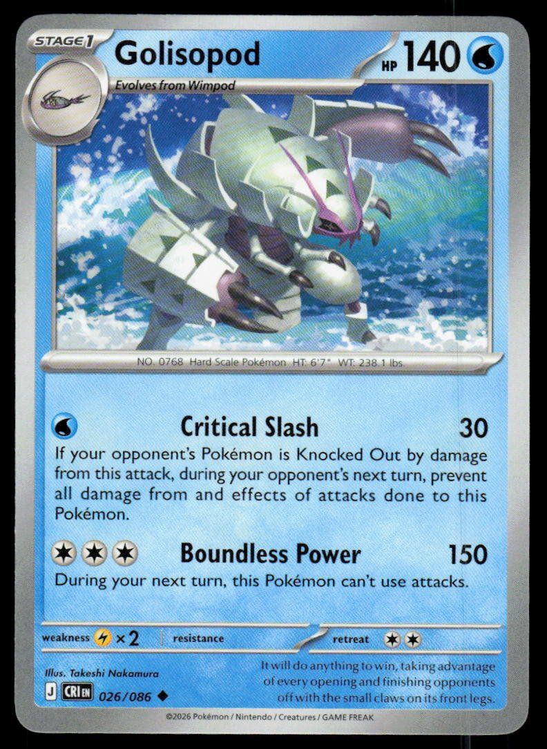 Pokémon Carte collezionabili: Pokemon Golisopod 026/086 – Usato da Herisau venduto da Pokemon2025