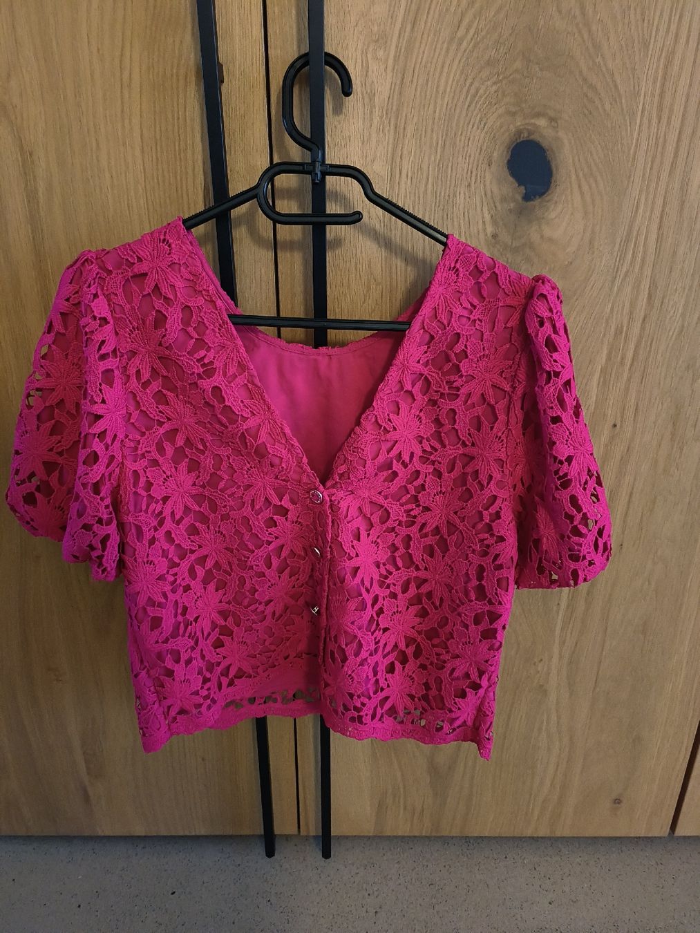 Morgan Camicette: Pinke Spitzenbluse mit Puffärmeln - toller Eyecatcher – Nuovo (secondo la descrizione) da Arbon venduto da sch_q2pz 1