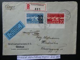 CH 1937 Nr. F17+F23 auf eingeschriebenem Brief