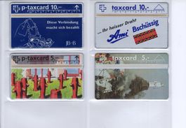 4 ungebrauchte Firmen Taxcards der Schweiz ab 1 Franken