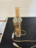 Flaschenlampe Tischlampe Glas bernsteinfarben mit Leuchtm...