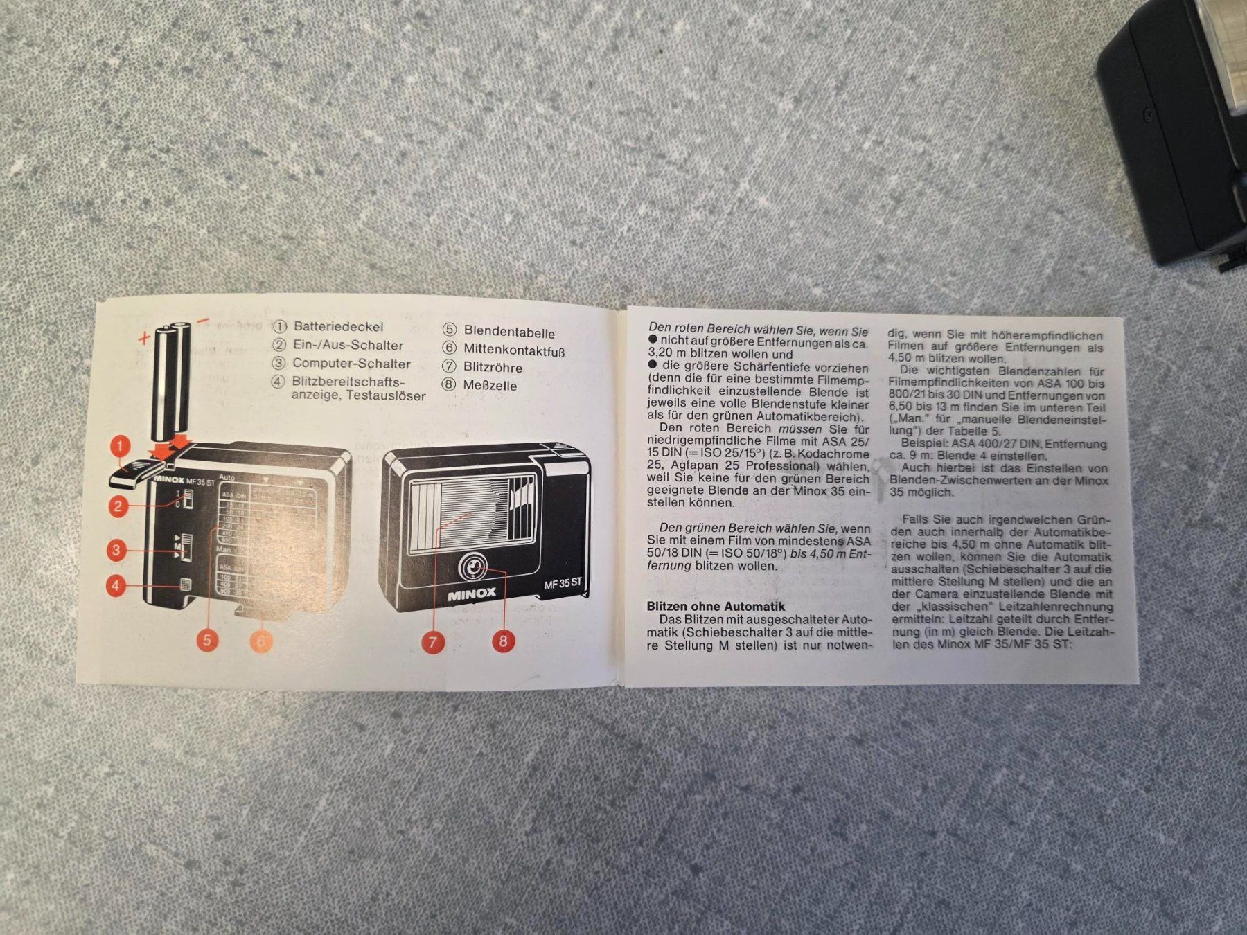 Minox Flash: Minox MF35 Blitz mit Gebrauchsanleitung – Usato da St. Gallen venduto da Thomstar 5