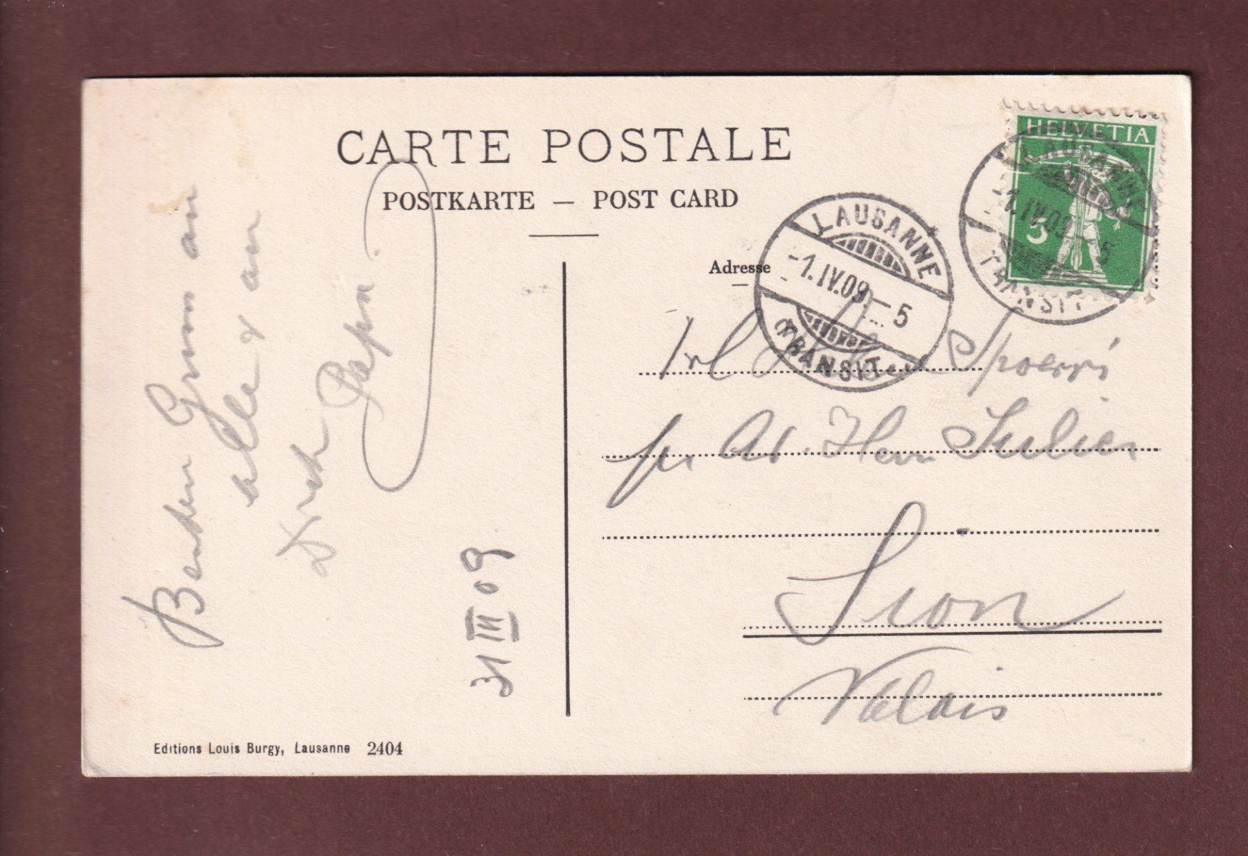 Cartes postales: LAUSANNE - Université - 1909 – D'occasion à Pully par nicecards 1