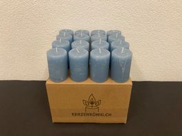 Kerzen Sparpaket mit 16 Kerzen a je 10 x 6,5 cm,blau Raureif