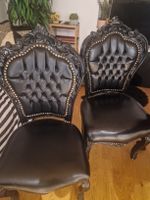 4 Barockstühle schwarz Kunstleder Gebrauchsspuren