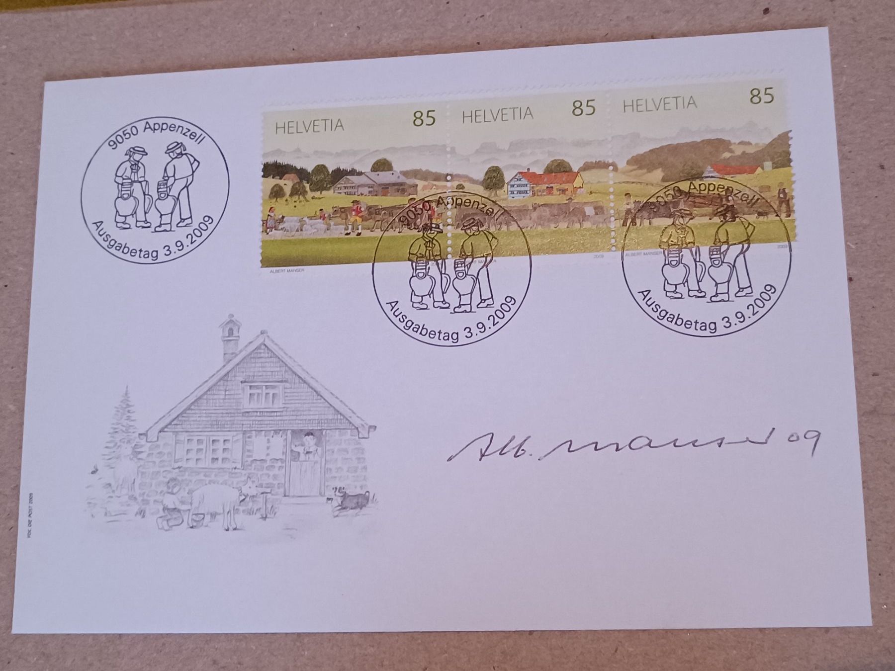 Grafica & Litografie: Albert Manser - handsigniert - FDC – Usato da Menziken venduto da Autogramme