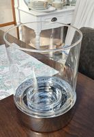 Windlicht Glas/Keramik silberfarben 