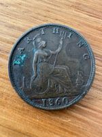 Antike Bronze Münze Farthing 1860