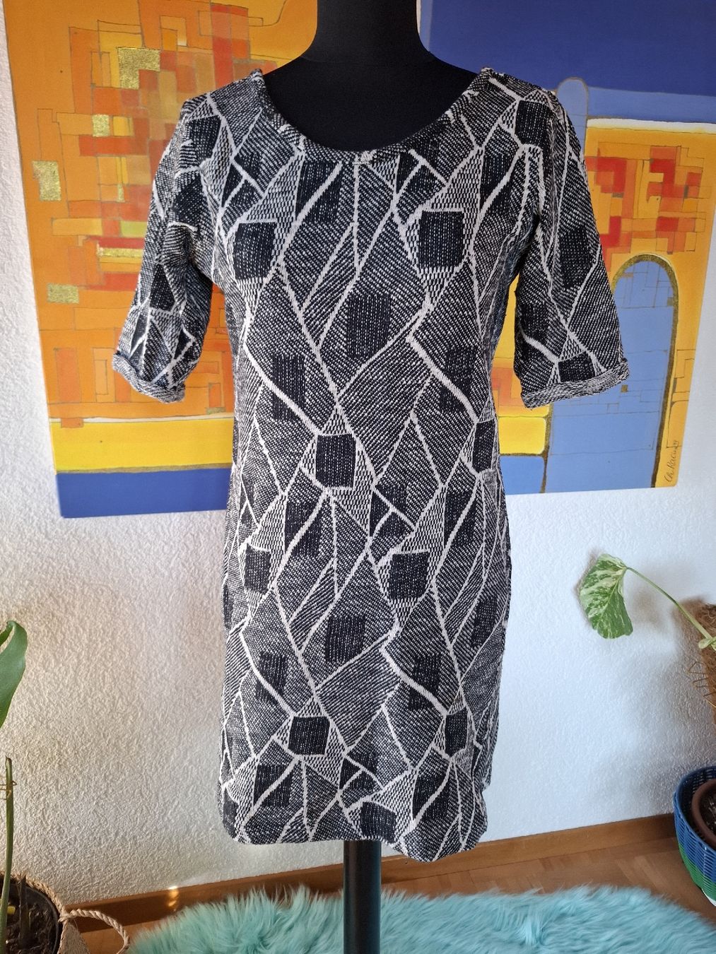 Vestiti: Damen Kleid M 38 40 Schwarz Weiß basic Business 4000 – Usato da Vinelz venduto da sonnenmond77