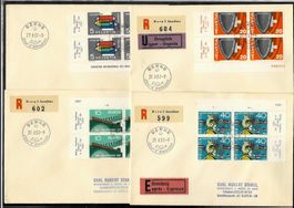 1956, 328-331 Viererblockserie auf 4 FDC BERNE/frz. (15869)