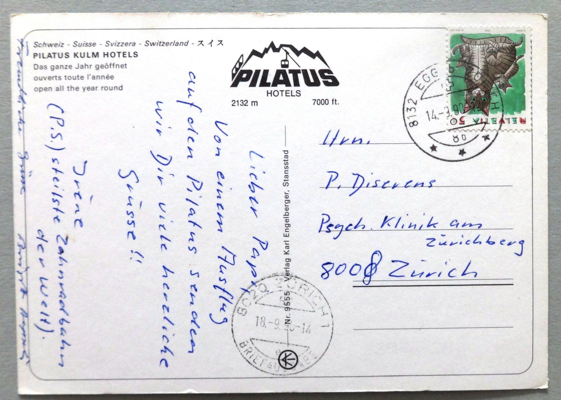 Cartoline postali: Pilatus Kulm Hotels – Usato da Fétigny venduto da Billy2miny 1
