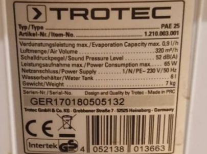 Trotec Condizionatori: Trotec PAE 25 Aircooler Luftkühler – Usato da Solothurn venduto da Armada-3 3