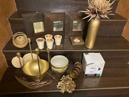 deko in gold inkl. schoggi-fondue-set