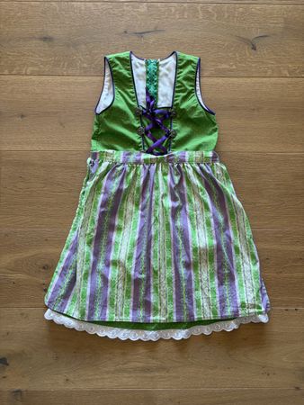 Dirndl Kleid grün lila mit Schnürung (104-116) guter Zustand