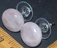 Ohrringe L-2964 – Rund Flach 12x8mm – Rosa Quarz – 1 Paar