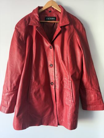 Veste en cuir rouge vintage Factory - Taille 50!
