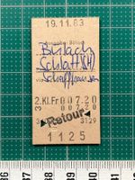 Bülach - Schlatt SH via Schaffhausen, altes Bahnbillett, SBB