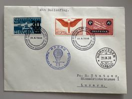 Ballonpost Nationale Briefmarken Ausstellung Aarau 1938