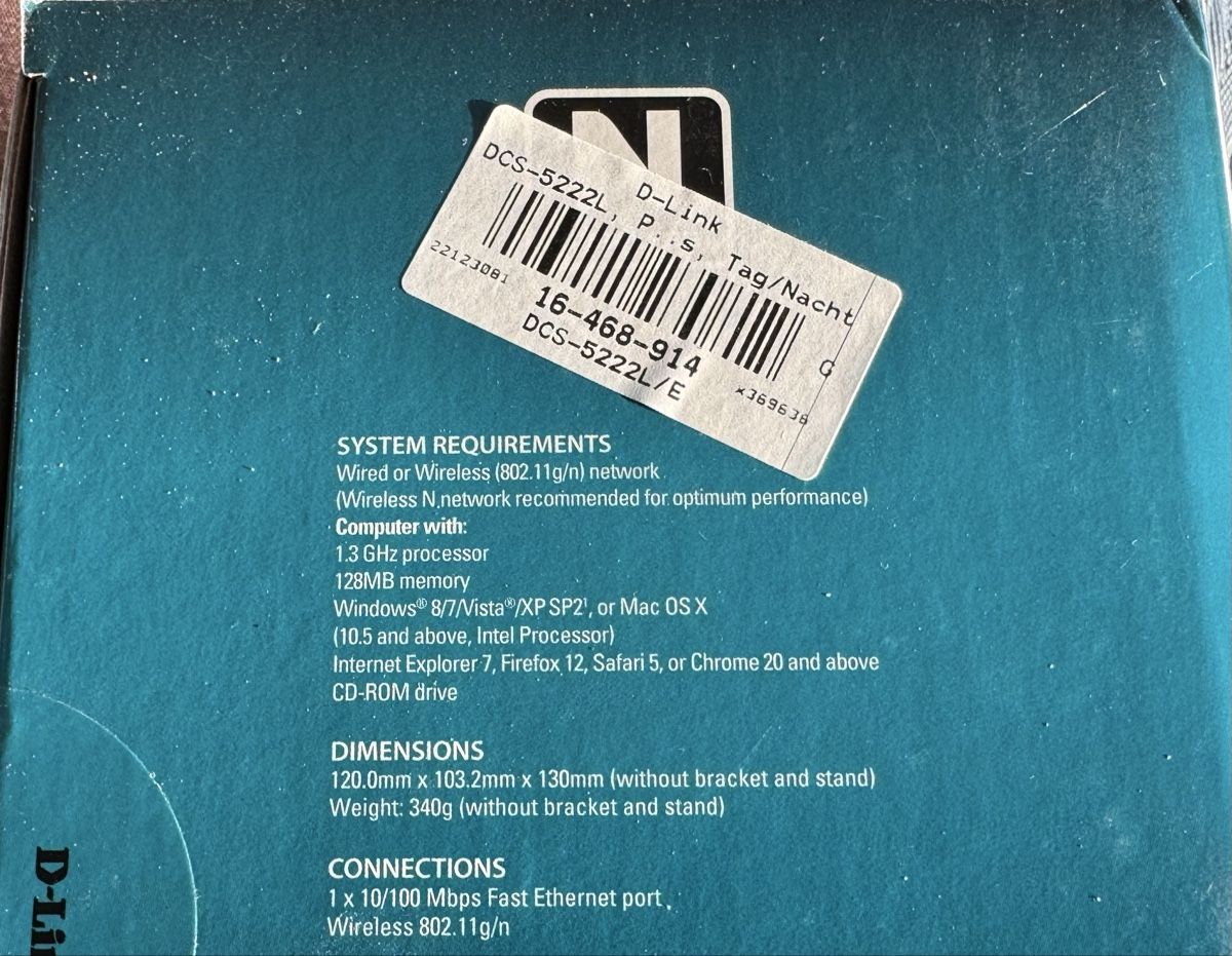 Dlink Sistemi d'allarme: !!NEU und original verpackt!! D-Link Cloud-Kamera DCS-5222L – Nuovo e nell'imballaggio originale da Schlattingen venduto da ReCoGi 1