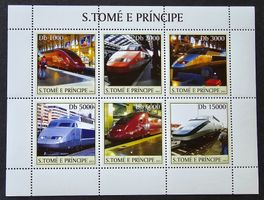 Sao Tome und Principe-Mi 2332-2337 Kbg. ** (2003) Bahnmotive
