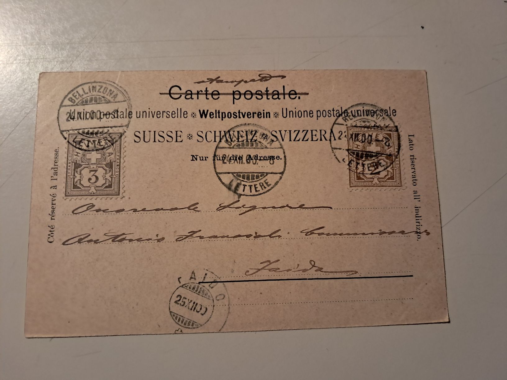 Ansichtskarten: veduta di castelgrande 1900 – Gebraucht aus Gorduno von ema_7yhp 1