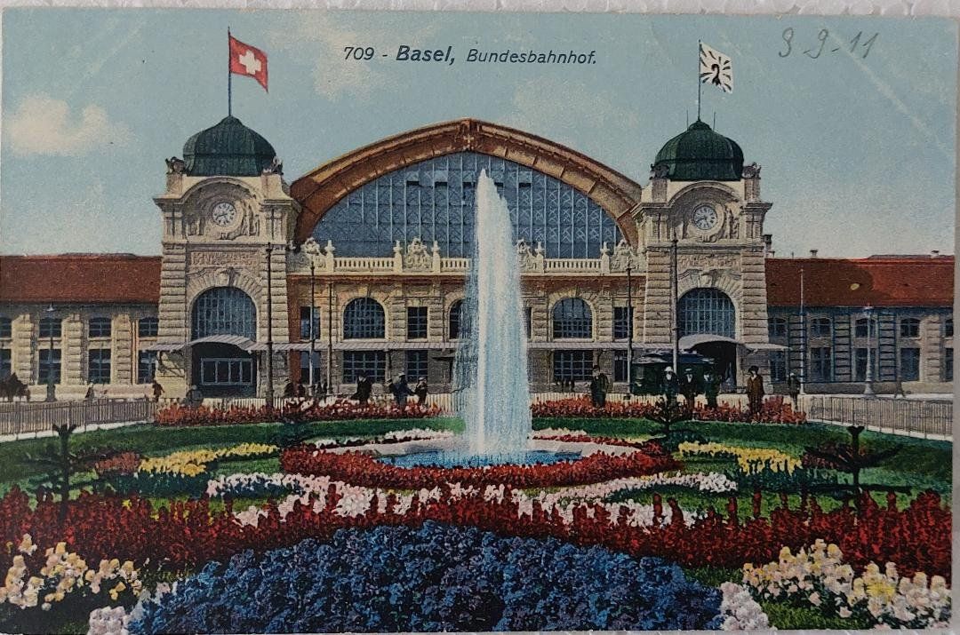 Ansichtskarten: BASEL - Bundesbahnhof - 1911 – Gebraucht aus Delémont von Domdom1