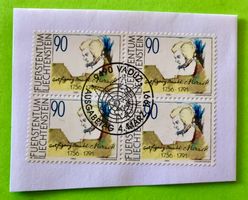 Briefmarken aus Liechtenstein 4 er Block mit Papier 