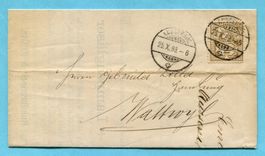 Faltbrief von Aussersihl nach Wattwyl 1889
