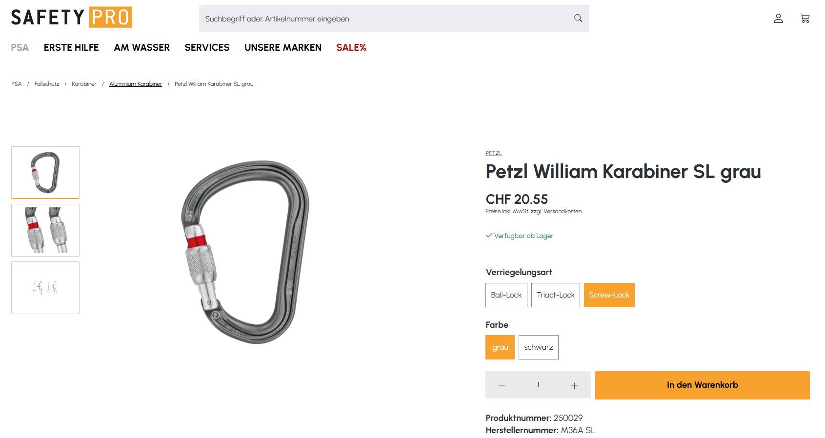Kletterausrüstungen: Petzl William Karabiner SL grau – Neu und originalverpackt aus Davos Dorf von Milwaukee02 4