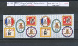 2002 "100 Jahre Teddybär" - Markenheft ungefaltet, **