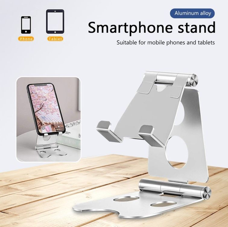 Verstellbarer Smartphone Ständer Halter aus Alu in silber (Neu und ...